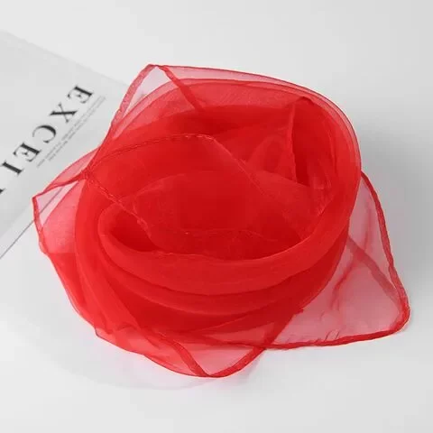 女雪纺丝巾纱巾夏方巾围巾大红色旅游演出表演正方形科田舞蹈