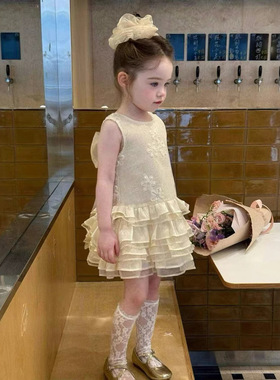 CHERRYCOCO女童夏季新款多层花边背心裙宝宝新款甜美蛋糕裙公主