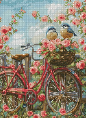DMC十字绣风景套件精准印花 Luca-S BU5061 Bicycle with roses