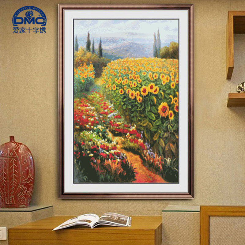 DMC十字绣套件  客厅 卧室 精准印花 乡村向日葵