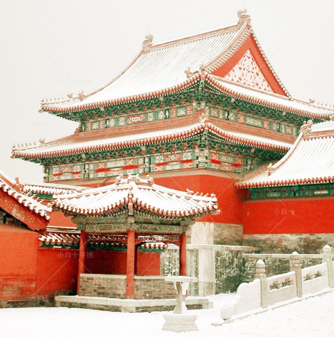 法国dmc十字绣套件古风 风景 精准印花 故宫
