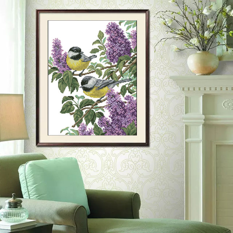 法国dmc十字绣 套件 专卖 客厅-  两只黄鹂鸟 kt9706精准印花