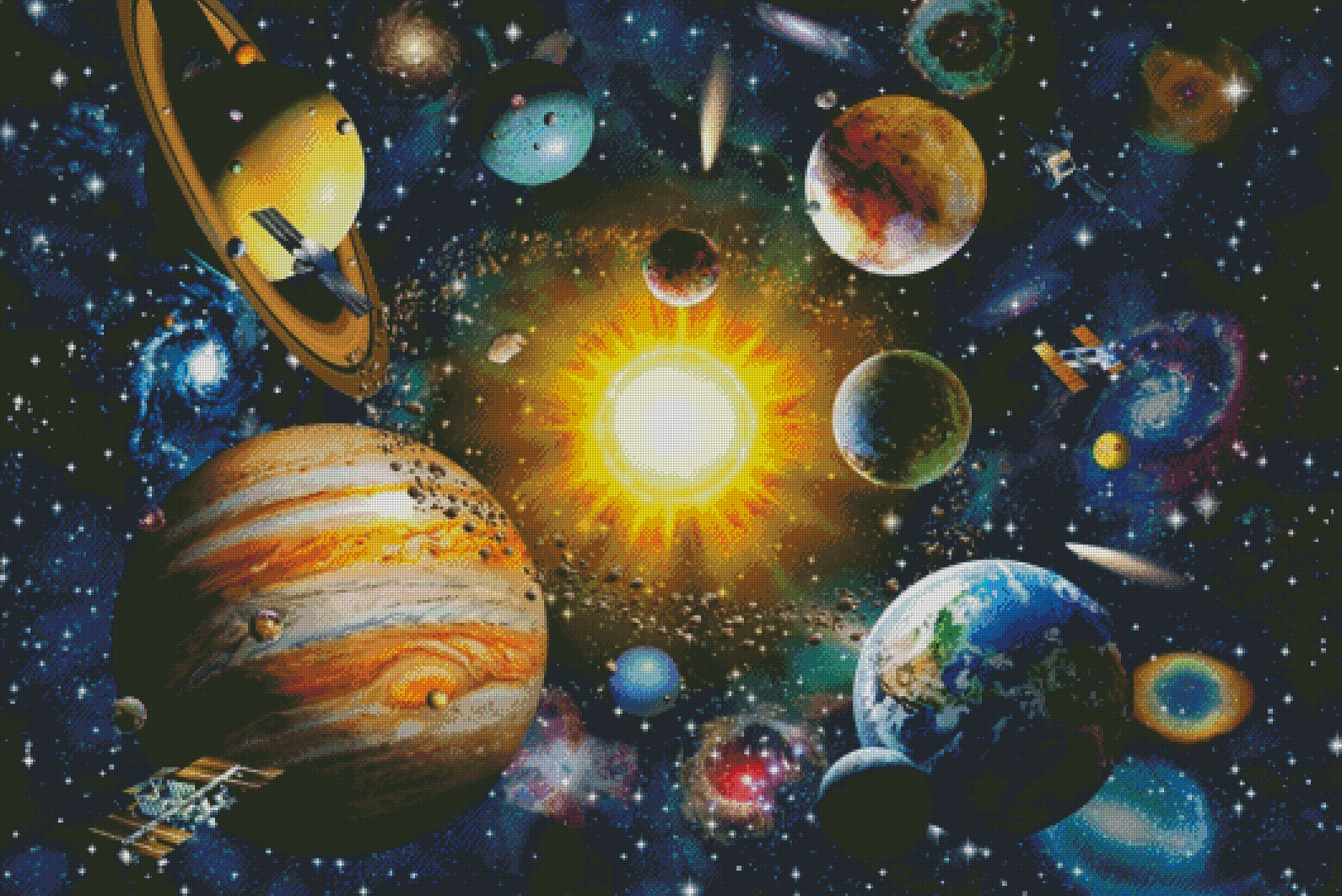 dmc十字绣风景套件 客厅 卧室 精准印花  宇宙星球