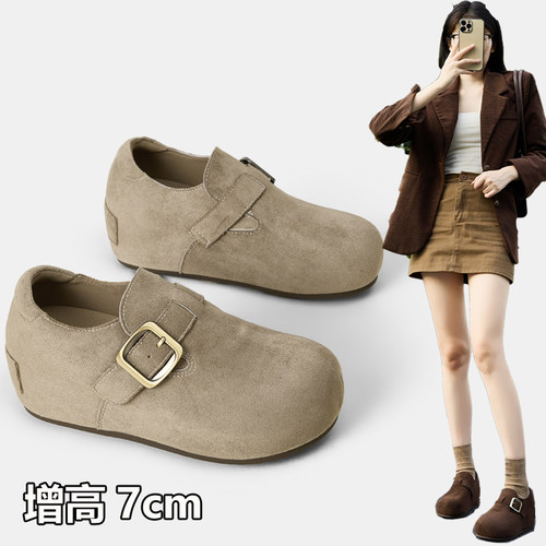 复古全包7cm内增高勃肯女鞋