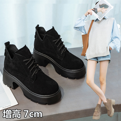 粗跟短靴小个子显瘦小码马丁靴女