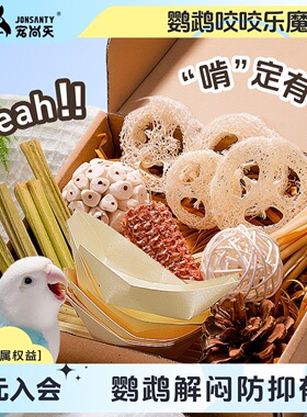 宠尚天玩具解闷自嗨虎皮玄凤牡丹啃咬磨牙通草球麦秸秆玉米棒