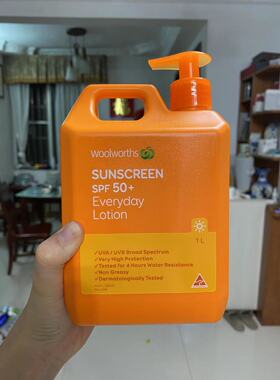 澳洲woolworths身体防晒霜全身脸部可用家庭装户外防晒防水防汗1L