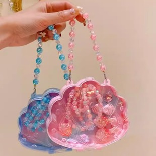 海洋假日风女孩宝宝发卡头饰发饰品 儿童贝壳项链发夹耳夹首饰套装