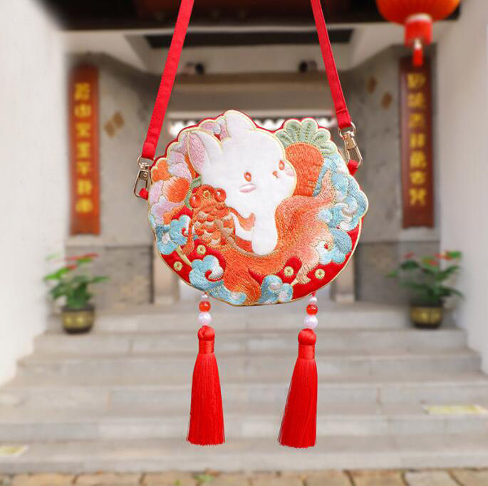 喜庆新年红包包儿童过年兔子汉服斜挎包女童拜年唐装旗袍女孩配饰