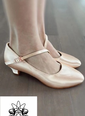 ldae拉丁舞鞋女童专业摩登舞鞋女软底中高跟华尔兹国际舞探戈舞鞋