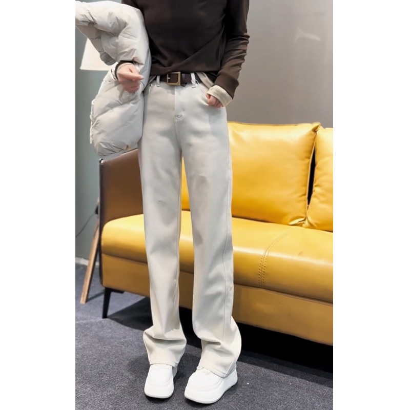 2025年冬季新款窄版直筒牛仔裤女