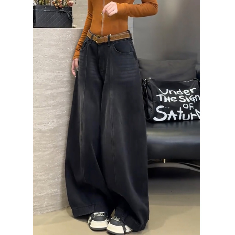 2025年冬季新款宽松阔腿牛仔裤女