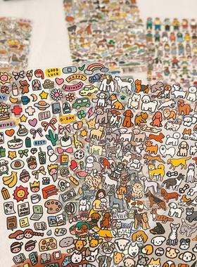 韩国ZEROPERZERO可爱动物PP贴纸diy手帐咕卡小卡手机装饰细闪贴纸