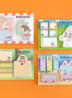 韩国flying whales可爱小新桌面便利贴组留言记事纸条装饰分页贴