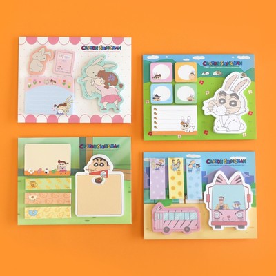 韩国flying whales可爱小新桌面便利贴组留言记事纸条装饰分页贴