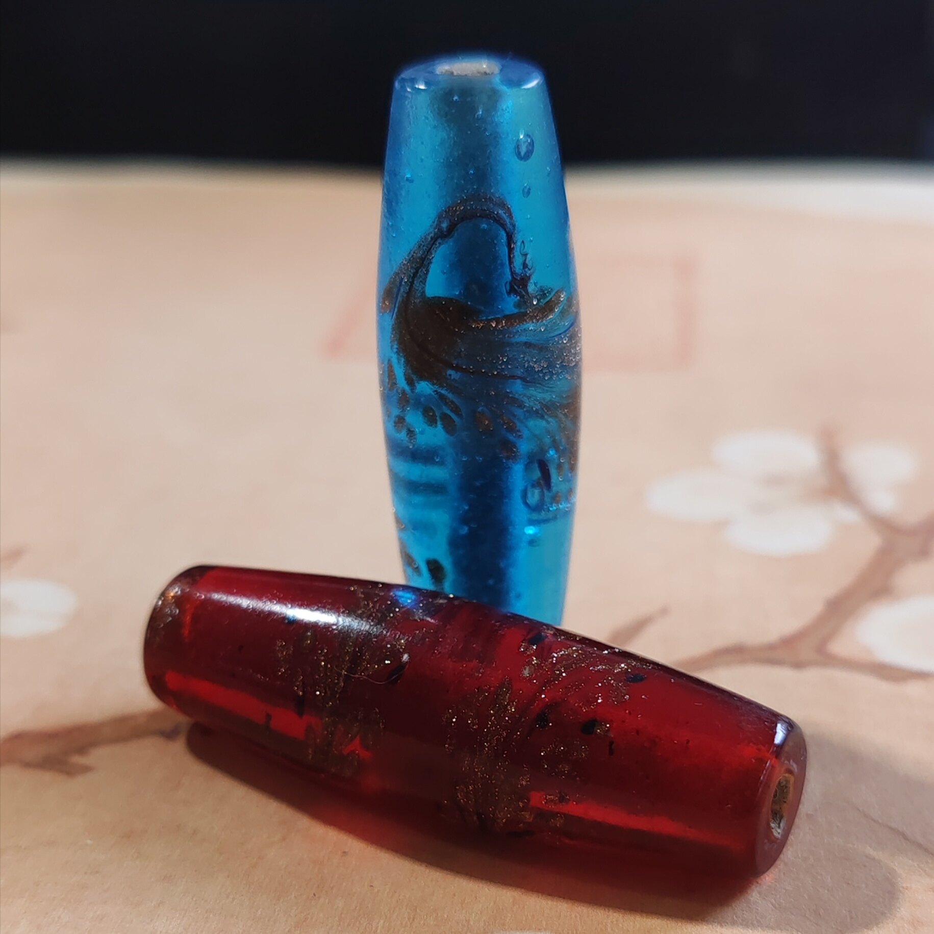 古法手工老琉璃珠凤凰长莲子珠散珠佛珠配珠饰品配饰文玩配珠
