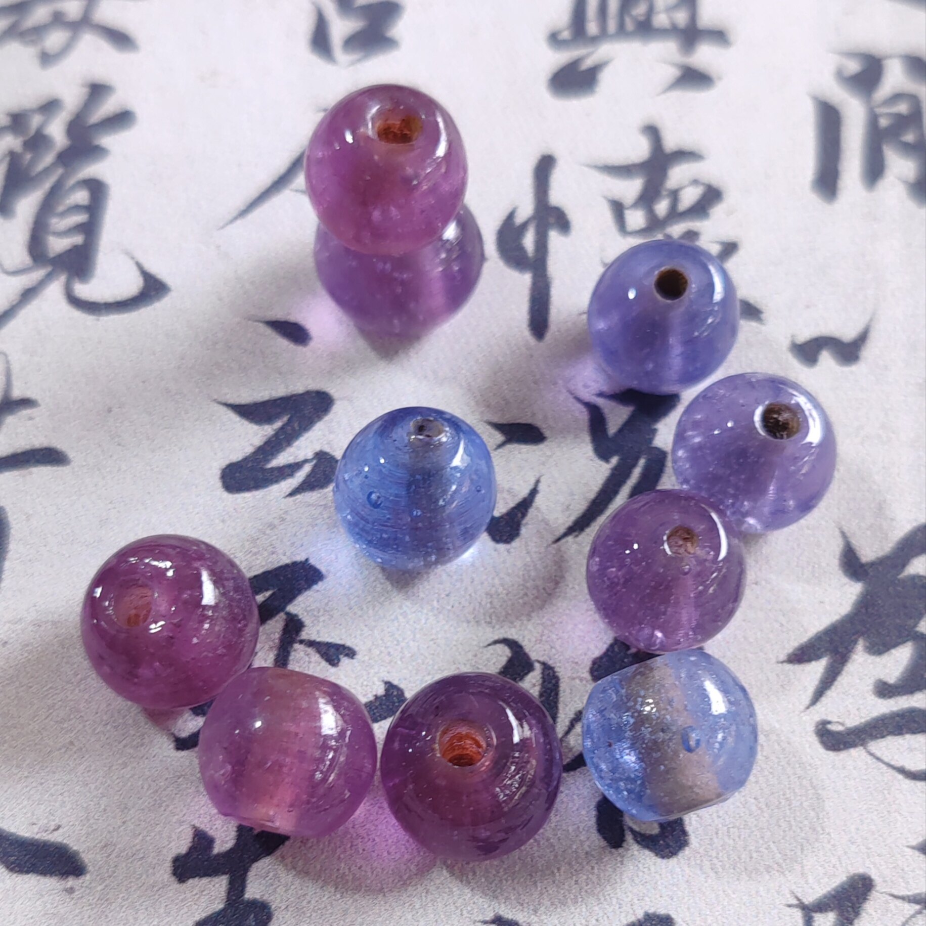 博山古法透亮金红老琉璃珠7-12mm散珠佛珠配珠颜色如图随机发