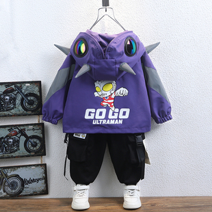 奥特曼男童外套春秋款2026新款儿童冲锋衣男宝衣服帅气春装上衣潮
