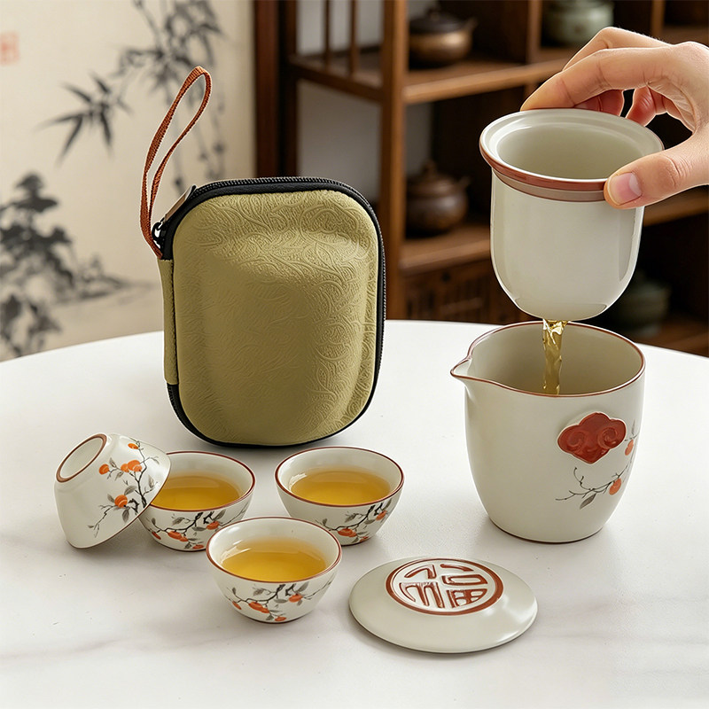 汝窑便携防烫手抓茶壶快客杯图片