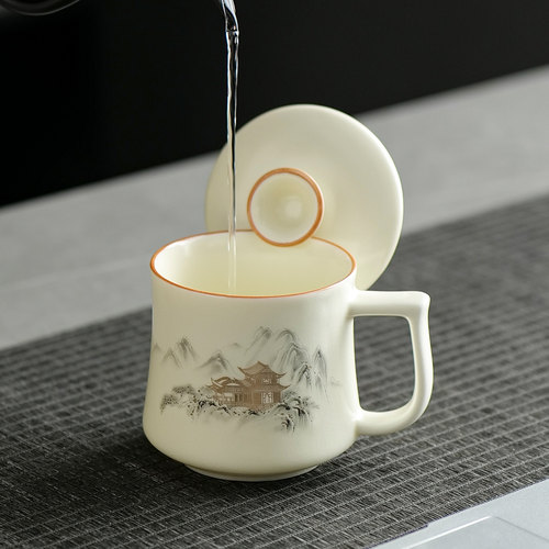 汝窑陶瓷泡茶杯轻奢水杯
