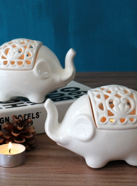 陶瓷烛台创意剪出大象客厅家装房间卧室陶瓷剪出烛台