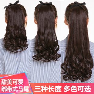 假发马尾女梨花长卷发假马尾大波浪逼真长短款绑带式马尾发束辫子