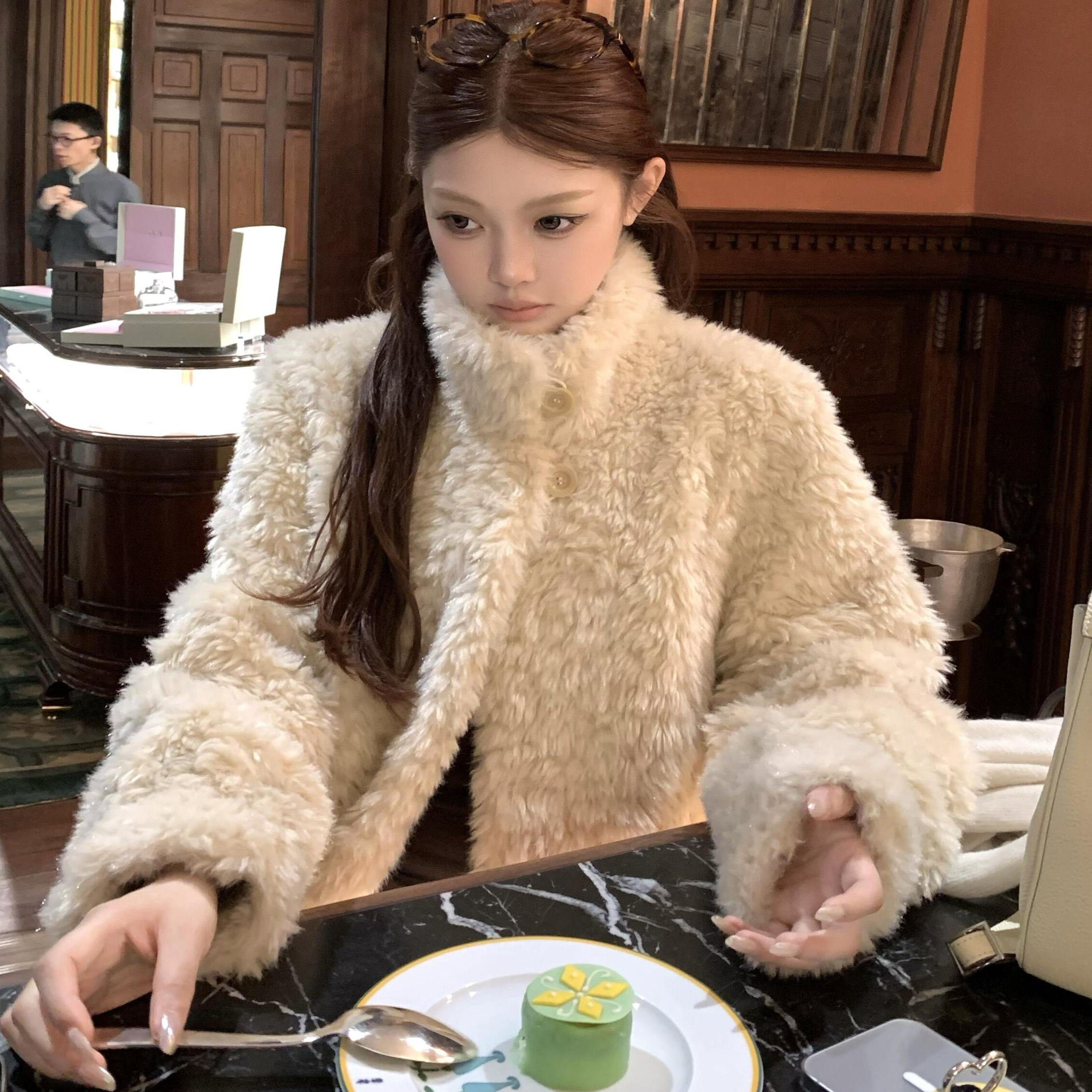 超好看厚羊羔毛外套女百搭