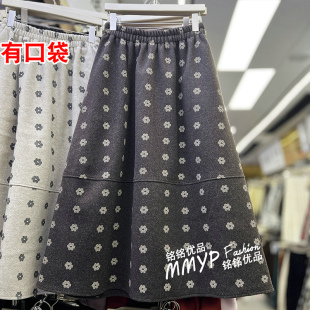 冬季 小个子花苞裙子冬裙 复古花朵加厚毛呢裙半身裙女秋冬2026新款