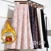 冬季 好看加绒加厚金丝绒半身裙女秋冬2025新款 冬天a字长裙子冬裙