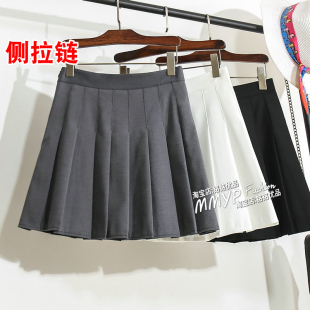 高腰灰色西装 百褶裙ol短裙半身裙秋冬女2025小个子裙子a字裙半裙