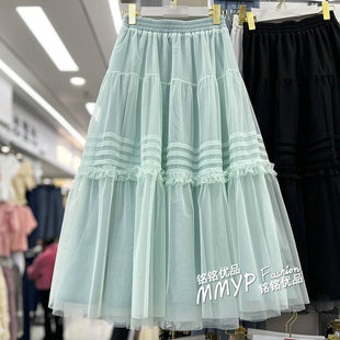 高端双层网纱蓬蓬裙半身裙女2025秋冬新款小个子纱裙蛋糕裙伞裙