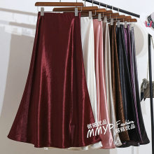 超火绝美高级红色醋酸缎面鱼尾裙半身裙女春夏2025新款裙子长裙