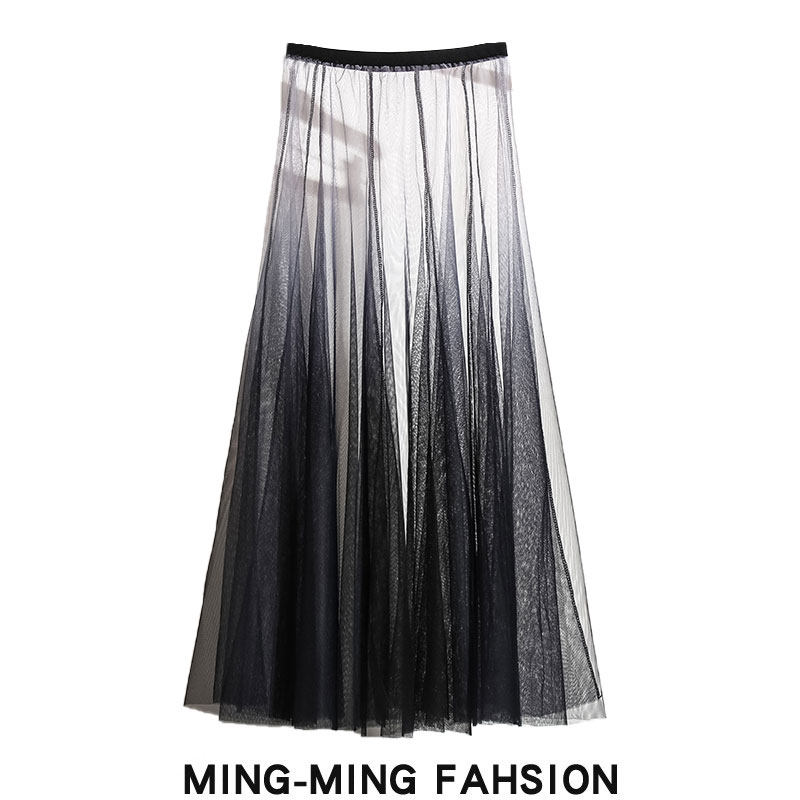 秋冬单层纱外搭透视一层纱裙外穿网纱裙女半身裙透糖果色罩裙透明