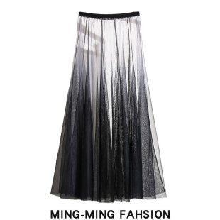 秋冬单层纱外搭透视一层纱裙外穿网纱裙女半身裙透糖果色罩裙透明