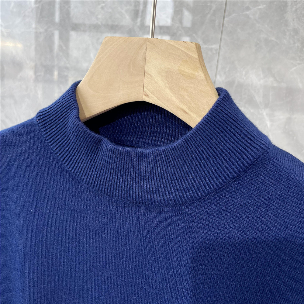 AUTUMN AND WINTER KOREAN FASHION MENS HALF-HIGH COLLAR PULLOVER SWEATER SOLID COLOR CASUAL BASIC MID-COLLAR BOTTOMING KNITTED SWEATER TIDE