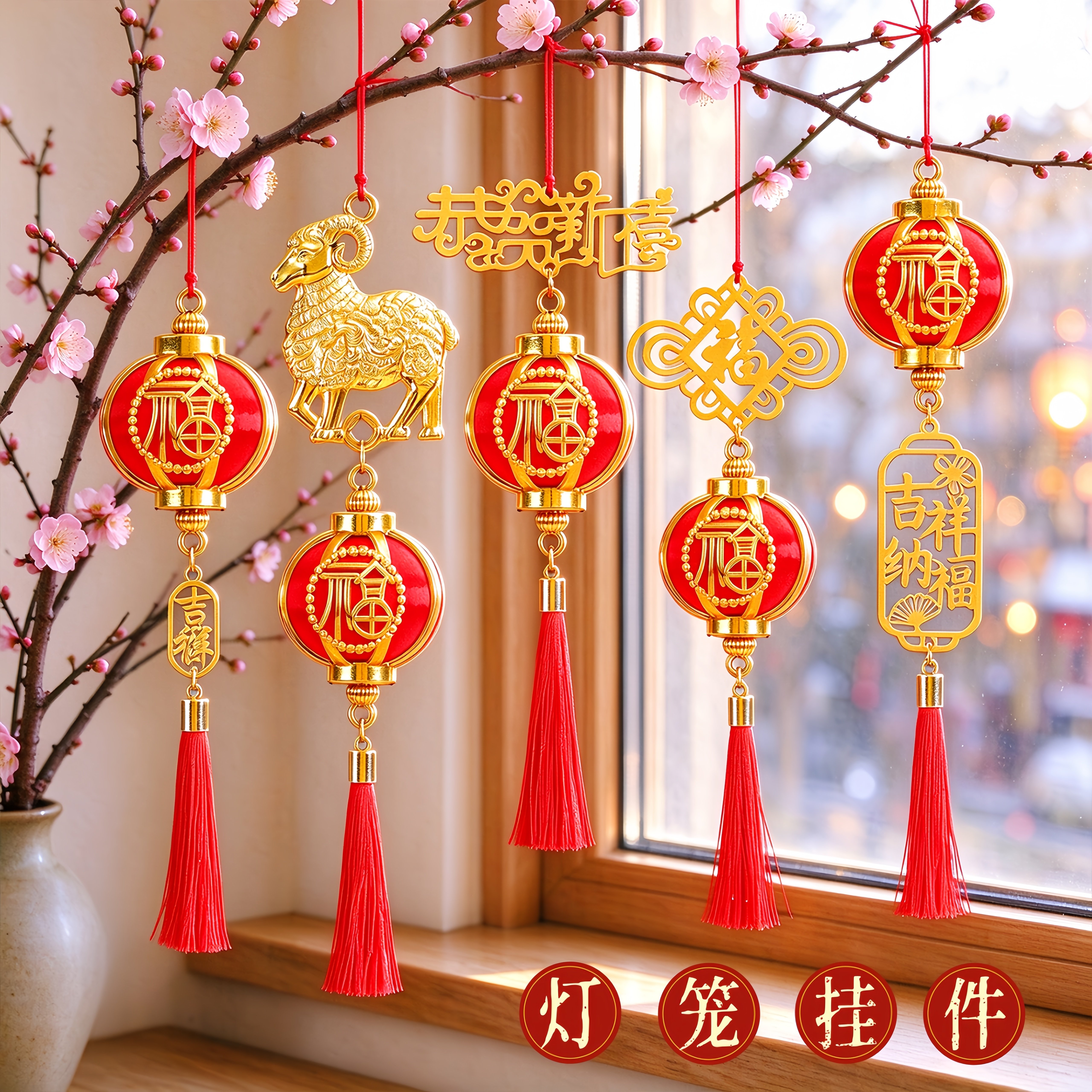 羊年春节新年灯笼过年商场公司年会装饰布置红灯笼户外树木挂件
