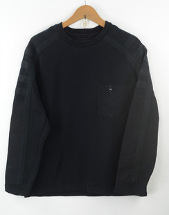 原创设计速男装ZUEE术新款圆领棉麻拼接长袖T恤卫衣日系潮休闲