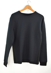 男装秋冬款太空棉毛拼接休闲zue术日系风格九平道舒适时尚长袖T恤