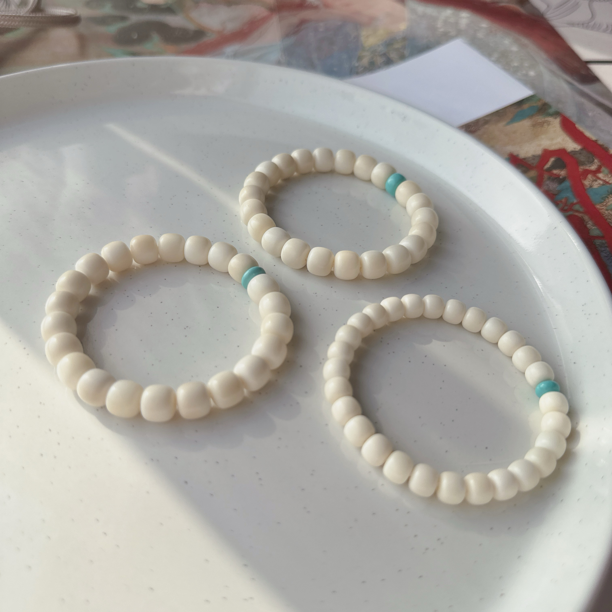 原生态白玉菩提菱镁矿文艺复古手串盘完上色