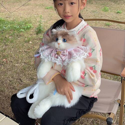 网红仿真猫咪双肩包女生户外旅行背包可爱小猫包包送儿童生日礼物