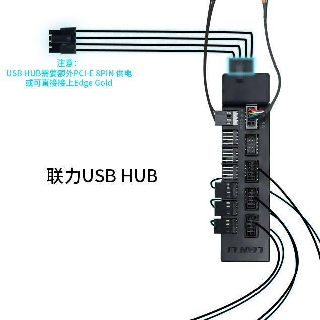 LIANLI联力刃界4pin风扇供电USB2.0 HUB扩展坞集线器