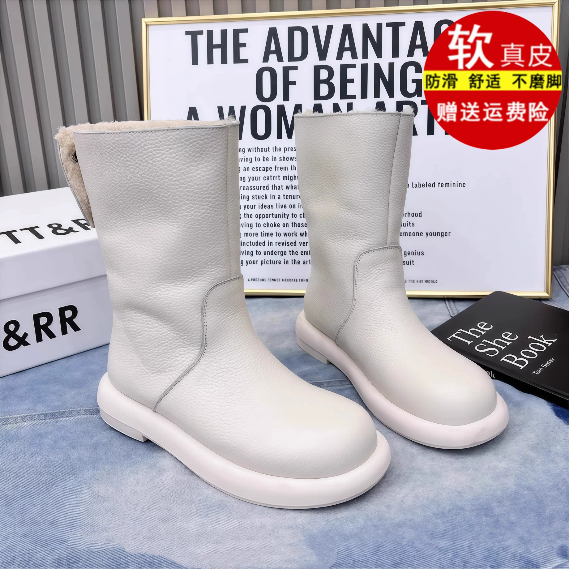 真皮两穿平底加绒保暖雪地靴女