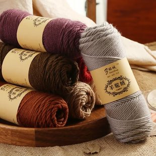 跨境100g手编羊绒中粗毛线团手工diy编织毛衣围巾线精编钩针毛线