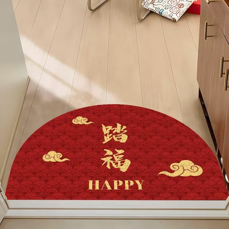 新中式红入户防滑吸水速干门垫