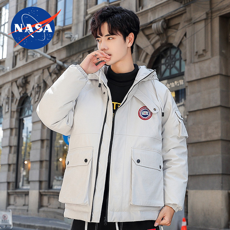 NASA羽绒服男2023年新款宽松大鹅冬季外套女加厚白鸭绒情侣工装潮