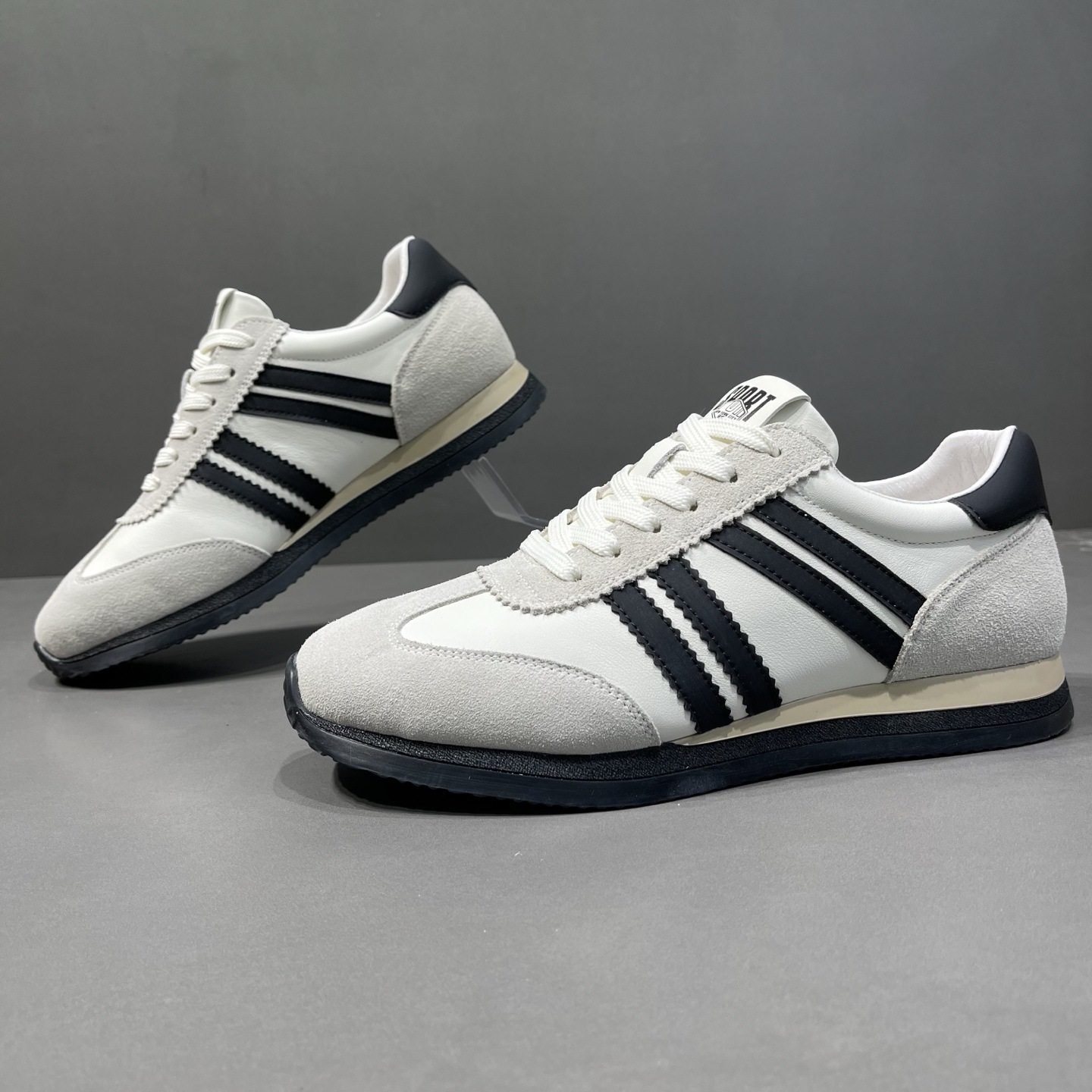 真皮小白鞋德训鞋男2026春季新款平底透气轻便休闲百搭运动板鞋男,流行男鞋,休闲板鞋,淘宝优惠券,粉丝福利购,淘宝优惠卷