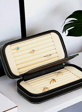 欧式戒指收纳盒大容量便捷首饰盒戒指盒耳钉包旅行项链钻戒收纳盒