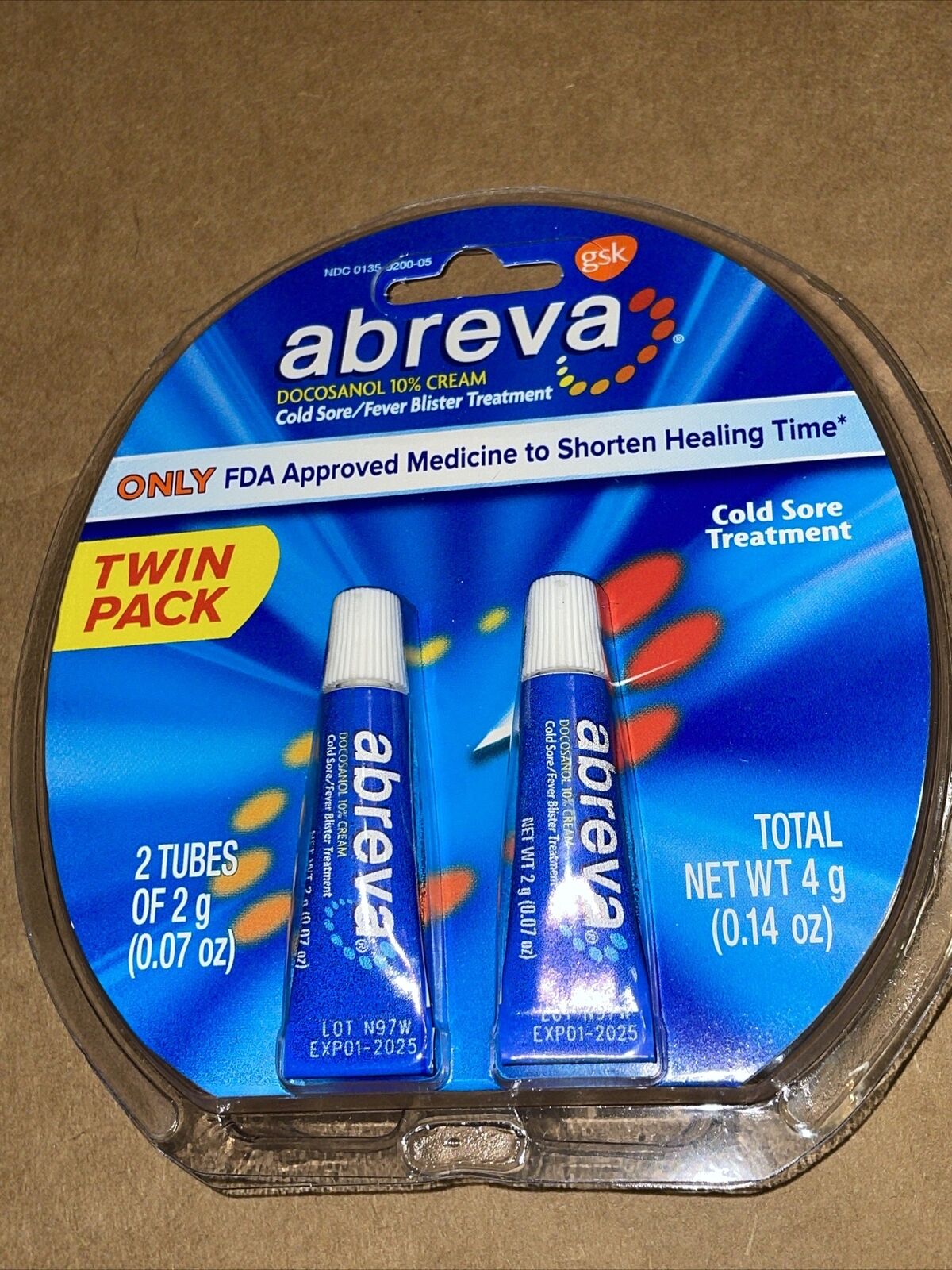 现货秒发Abreva Docosanol Cream Tube for Cold Sore/Fever Blis