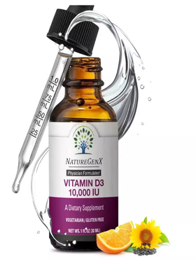 Vitamin D Liquid Drops for Adults: Vegan D3 10000 IU for