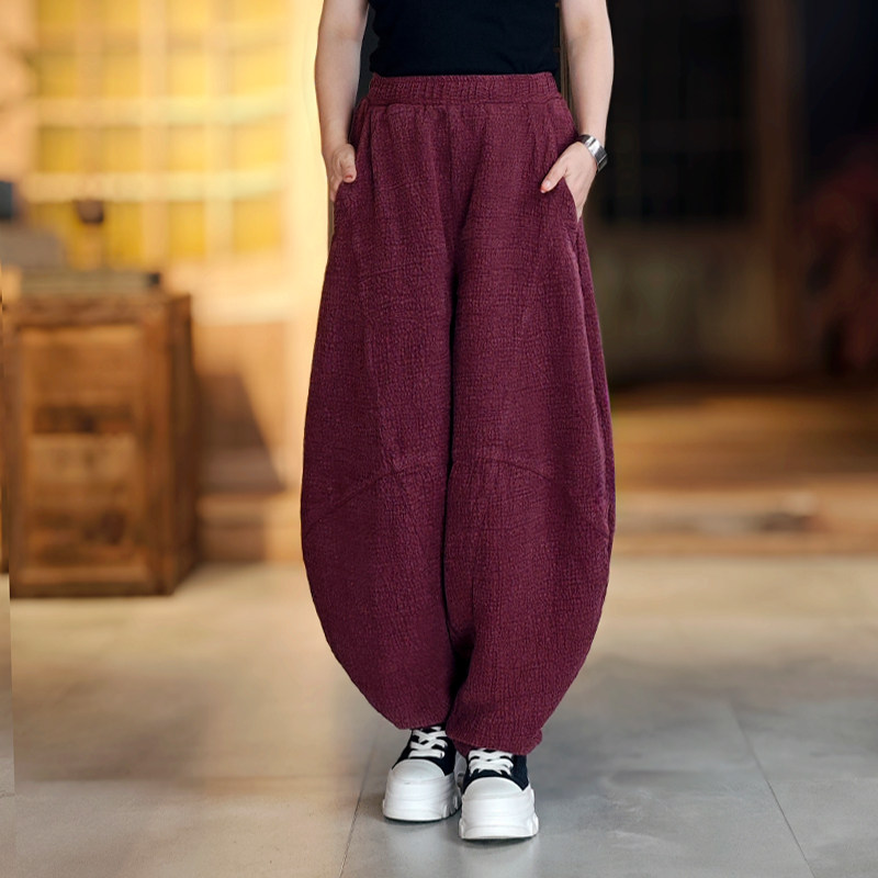 古石后原创裤子女春秋棉麻复古肌理感宽松大码休闲裤阔腿裤灯笼裤,女装/女士精品,休闲裤,淘宝优惠券,粉丝福利购,淘宝优惠卷